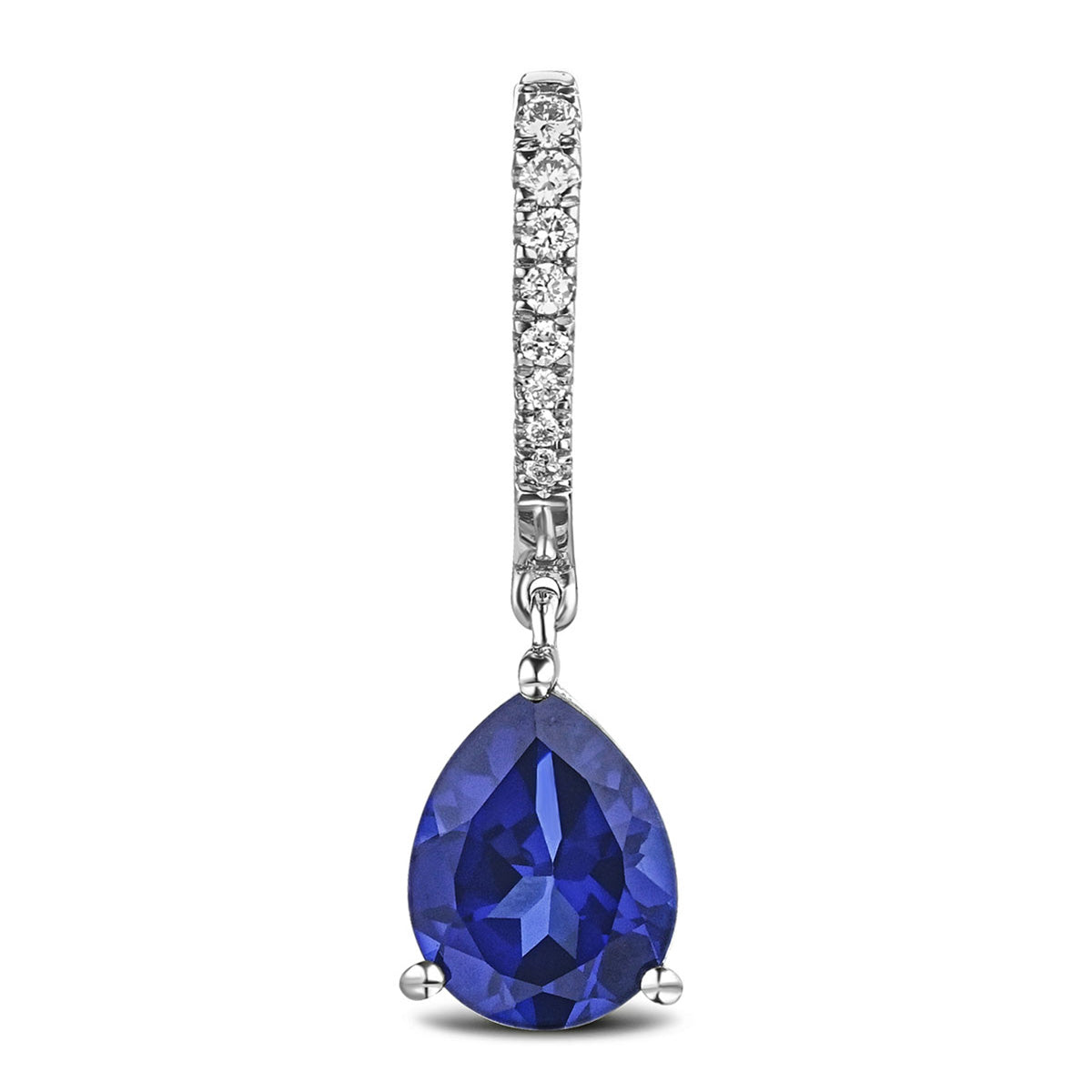 Astra 6.50ct Lab Sapphire and Diamond Drop Pear Cut Earrings in Silver